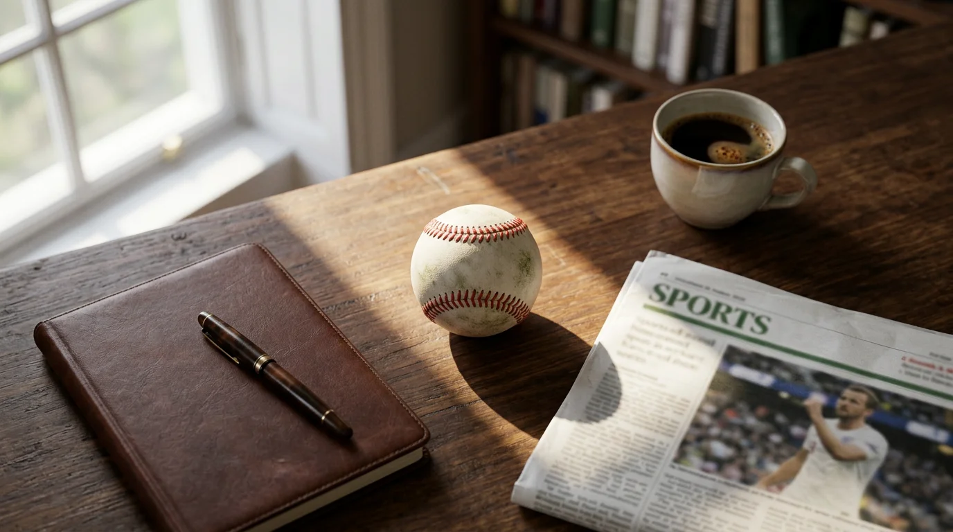 A UK punter's desk with a laptop showing decimal odds beside an open notebook on MLB park factors