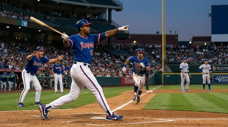 MLB batter driving a runner home from second base with a line-drive single into right field