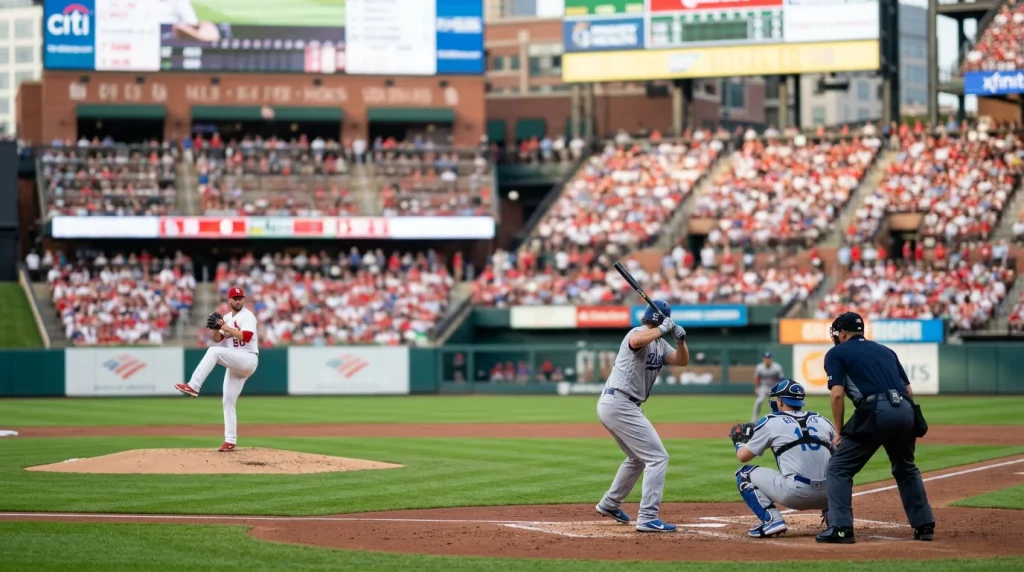 MLB starting pitcher mid-windup against a left-handed batter at home plate during a regular-season game