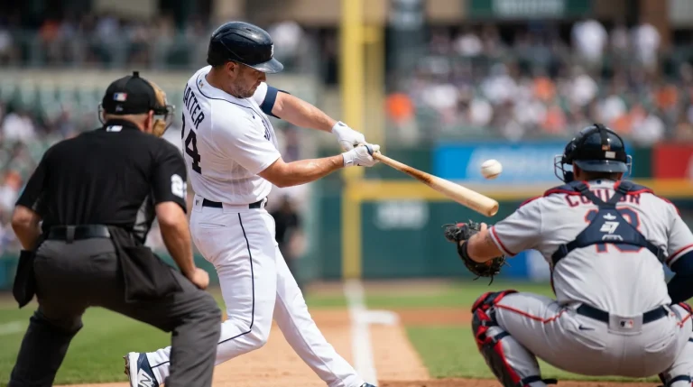 MLB hitter making barrel contact on a fastball with the ball leaving the bat at a high exit velocity
